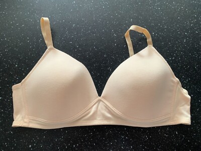 Matalan Balconette BH ohne Bügel gepolstert Cotton Rich Uni 38D Mandel Neu ohne Etikett