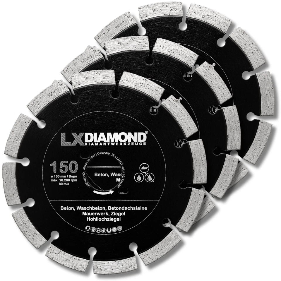 LXDIAMOND 3x Diamant-Trennscheibe 150mm pass. für Bepo FFS 150 151 Fenster-Fräse