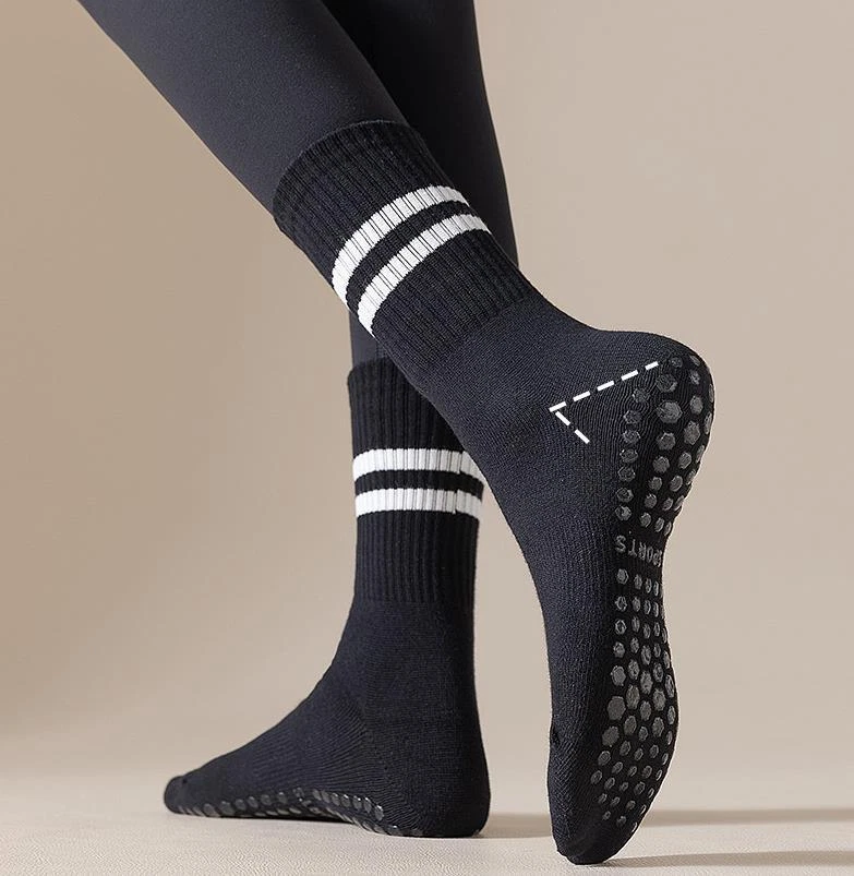 2 pares de calcetines largos de yoga para mujer Pilates con agarre barra antideslizante entrenamiento Foto 3 de 4