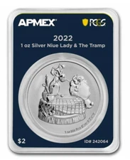 2022 Disney Lady & the Tramp 1 oz .999 silver BU coin TEP Premier PCGS