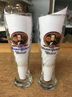 (Set of 2) - HTF - HACKER-PSCHORR ''Weisse'' - Bier Glasses - 0.5l - Ex.