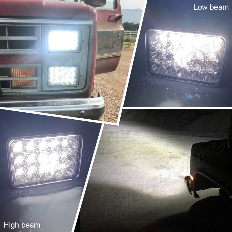 Fit GMC W3500 W4500 W5500 dianteiro 4x6 polegadas faróis de LED feixe Hi/Lo DOT X4 - Imagem 4 de 4