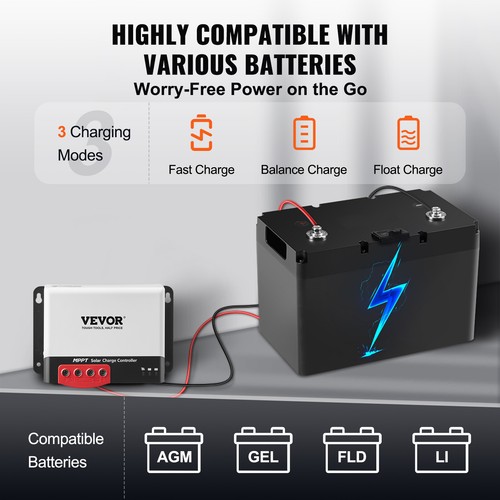 VEVOR MPPT Solar Charge Controller Regulator 40A 12V/24V Auto Bluetooth APP - Picture 3 of 12