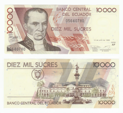 ECUADOR SET 4 PCS 5000-50000 Sucres P-127 128 129 130 UNC Uncirculated - Picture 3 of 5