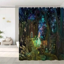 Enchanted Forest Waterproof Bath Polyester Shower Curtain Liner Water Resistant