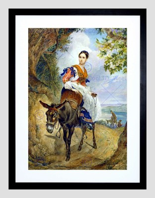 PAINTING PORTRAIT STUDY BRIULLOV OLGA FERSEN DONKEY FRAMED ART PRINT B12X3991