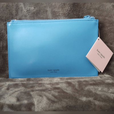 NWT Kate Spade Blue Leather Pencil Pouch Holder with Supplies 