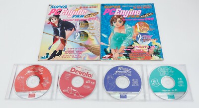 PC Engine Fan Deluxe Magazine Vol 1 2 Complete With CDS FX Develo Motteke Tamago