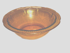 Glas- Schale - Farbe Bernstein- rund - 19,5x6cm -Dekor Punkte gewellter Rand