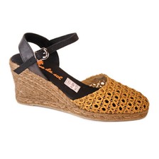RIVE DU SOL sandalo-espadrillas punta chiusa zeppa corda DONNA ocra E-1464RDC