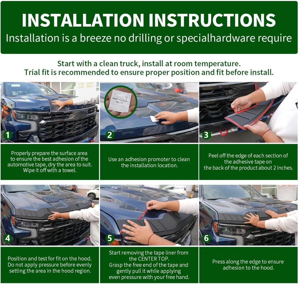 For 2016-2023 Toyota Tacoma Hood Protector Hood Shield Deflector Replacement Foto 2 de 4