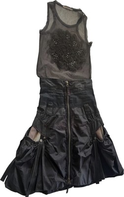 Ensemble Veste Et Jupe évasée Gris Par Marithé Et François Girbaud - Taille 40 - Occasion Très Bon état