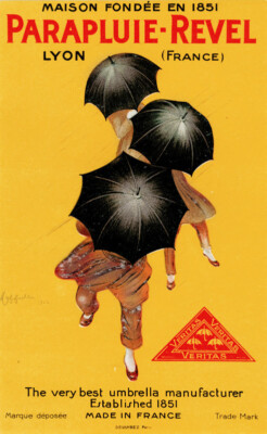 REVEL REGENSCHIRM POSTER VON CAPPIELLO 18,5 CM X 11,4 CM SEHR GUTER ZUSTAND