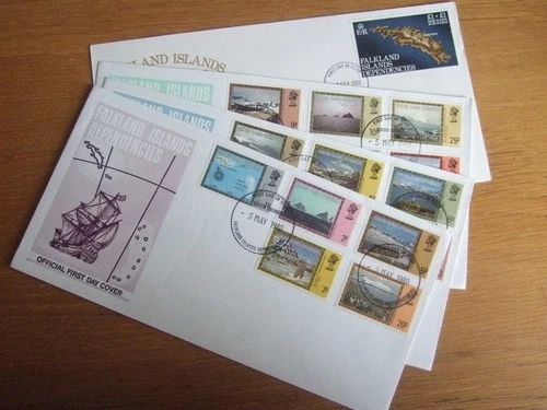 💥SET of FALKLAND ISLAND DEPENDENCIES 1980 MAPS ISSUE on FDC's 💥