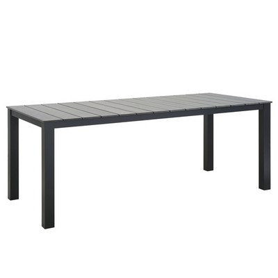 Modway Maine 80.5'' Modern Aluminum Patio Dining Table in Brown/Gray
