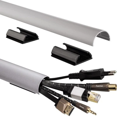 Hama ALU Kabelkanal 1m Kabelleiste Leitungskanal Kabel Kanal Wand Boden TV HiFi - Bild 1 von 4