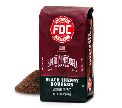 Fire Department Coffee, Black Cherry Bourbon Infused, Premium Ground Coffee, Med