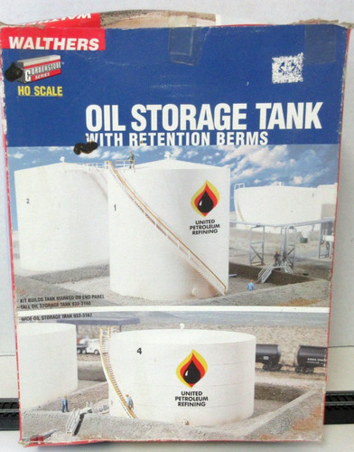 Tanque de almacenamiento de aceite ancho escala HO Walthers 933-3167 con kit Berm caja tiene daños | Zustand: New