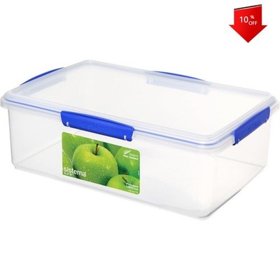 Food Storage Container, 7 L, Airtight & Stackable,BPA-Free,Clear with Blue Clips