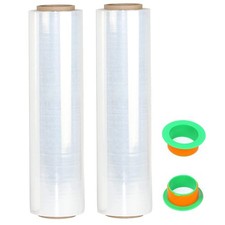 2-Pack Clear Stretch Wrap 18 x 1000 Feet 80 Gauge Industrial Strength with Plast