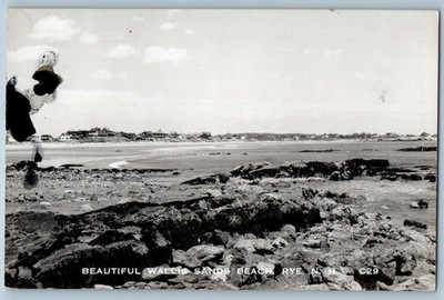 1951 Beautiful Wallis Sand Beach Rye New Hampshire NH RPPC Photo Posted Postcard