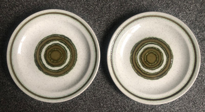 2x Palissy Crofter grüne Beilagen / Teeteller Vintage 70er Royal Worcester 17cm -C