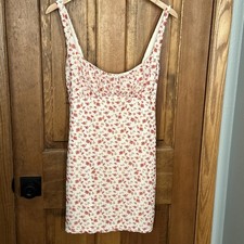 Urban Outfitters Ivory Floral Mesh Mini Dress Size L Cottagecore Boho Fairy Y2K