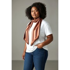 Vintage Signed Vera Neumann Signed Brown Orange Oblong Narrow Scarf 64" x 8" EUC