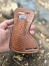 Brown Leather Knife Sheath Pancake Fixed Blade Knife Belt Sheath Handmade 