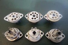 6 Ea Vintage USA Made  7 Pin Ceramic Vacuum Tube Socket