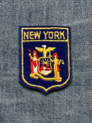 New York Sew-On Shield Patch: Navy & Gold - Vintage Travel Accessory
