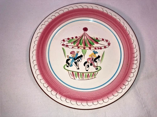 Stangl Pottery Pink Carousel Child's 9 Inch Plate Mint USA