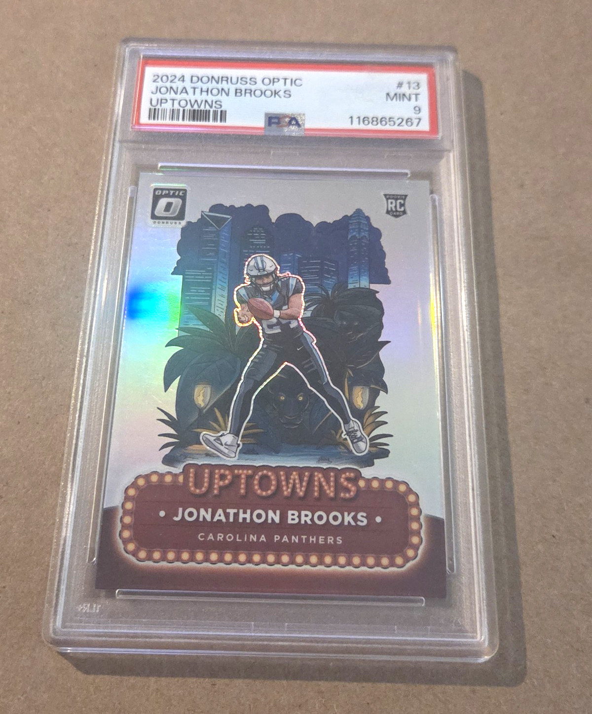 Panini Donruss Optic 2024 Jonathon Brooks Panthers Uptowns Prizm #13 PSA 9