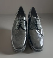 JOHNSTON & MURPHY Men's Shoes Wingtip Oxfords Black Leather 9 M USA