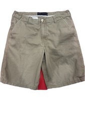 Ruff Hewn Men's Olive Green Cargo Shorts Cotton with Pockets Button Closure