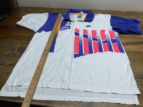 Vintage Nike Challenge Court Shirt Mens XL Polo Graphic 90s Federer Agase Tennis - Picture 8 of 12