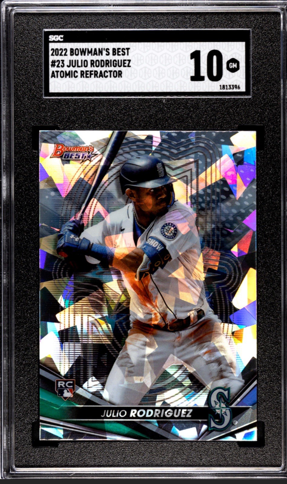 2022 Bowman's Best Julio Rodriguez #23 Atomic Refractor SGC 10 GEM MT RC SP Rook
