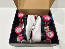Chicago Bullet Ladies Speed Quad White Pink Roller Skates Size 8