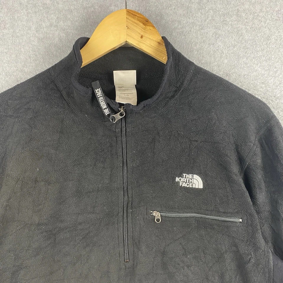 The North Face Fleece Jumper Mens L Black Half Zip Vintage Made In Canada 1990s - Image 3 of 4