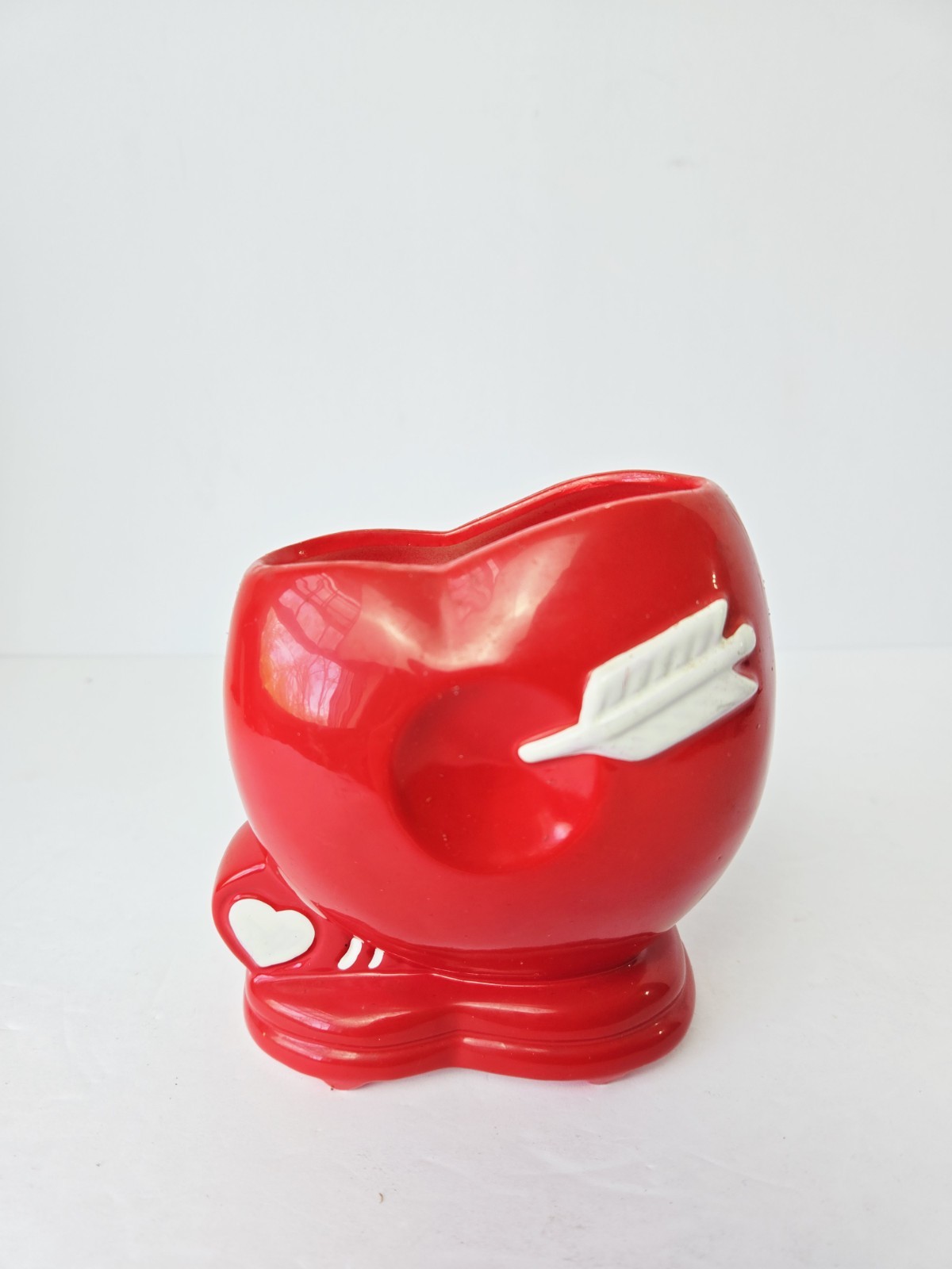 Red Day Sign Vintage Relpo Valentine's Day Red Pierced Heart Cupids Arrow Ceramic ...