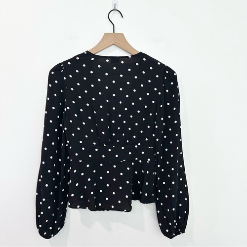Aritzia Wilfred New Prairie Blouse Polkadot Black White Classic size Small - Picture 2 of 7