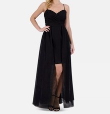 Eliza J Women's Black Sweetheart Tulle Asymmetric Ballgown Dress Size 8