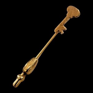 Authentic Vintage Simmons Gold Plated Key Shape Hat Lapel Pin, Stick Pin 2.5" Mid-Century