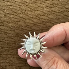 Stylish Moon Sun Face Adjustable Ring In A Size 8