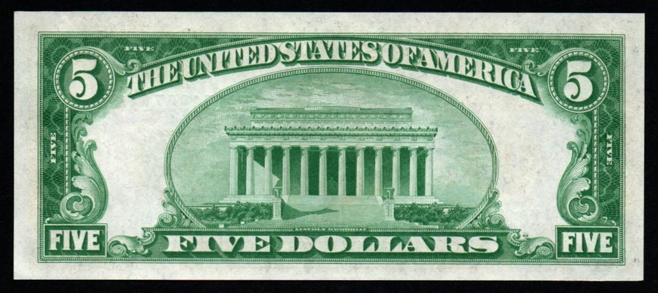 BETTER DALLAS NUMERIC GOLD DEMAND 1928 $5 GEM UNC Federal Reserve Note! - Image 2 of 2