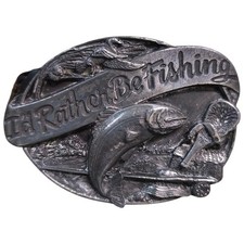 Siskiyou Leather Belt Buckle Fish Pattern 1985 USA Vintage Used