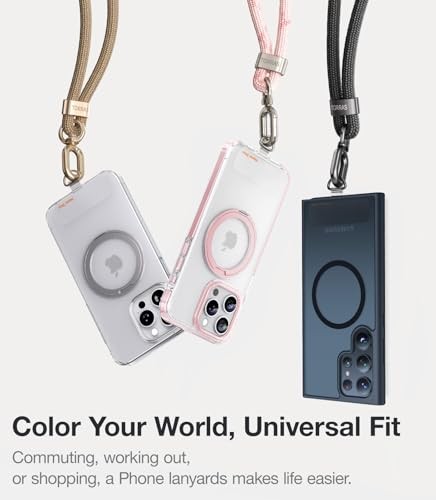 Phone Lanyard Crossbody with 2 Phone Tabs, Adjustable Anti Theft Phone 5-pink - Zdjęcie 5 z 6