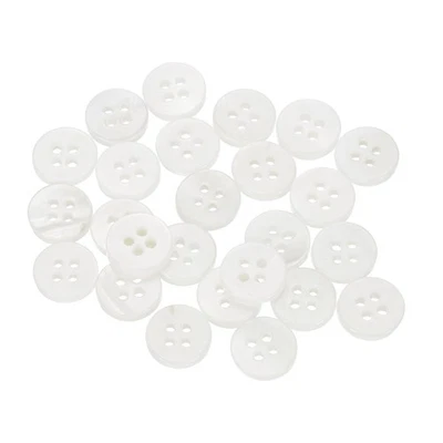 25 Stück Natürliche Perlmutt Knöpfe 4 Loch 10mm Perlmutt Knöpfe Helles Weiß - Bild 1 von 4