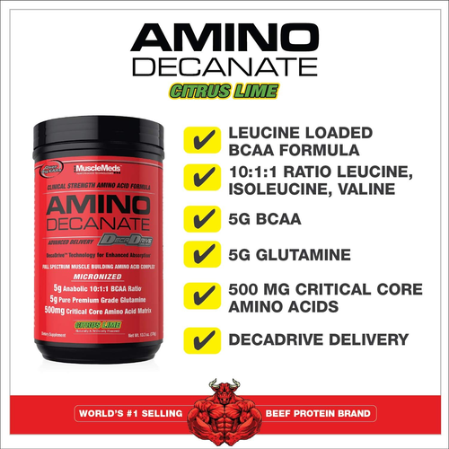Musclemeds Amino Decanate, Citrus Lime,13.5 Oz (384G) - Picture 4 of 12