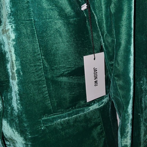 Jason Wu smaragdgrün Samt Satin 2 Stück Schlaghose Cocktailanzug M 8 Neu mit Etikett - Bild 3 von 13